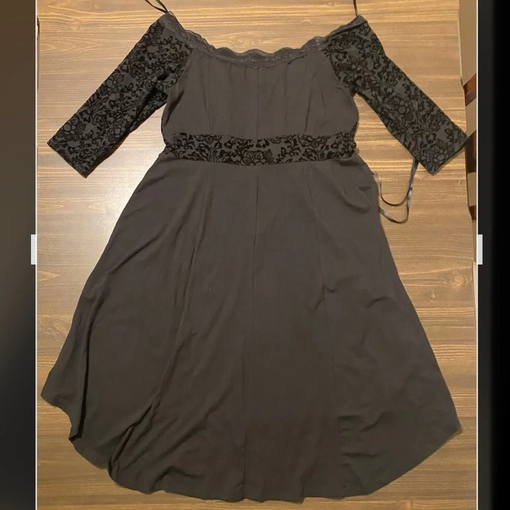 Tripp NYC Dress Mini Corset Size 2X Velvet Black Goth Flowers Daang Goodman - Picture 1 of 7